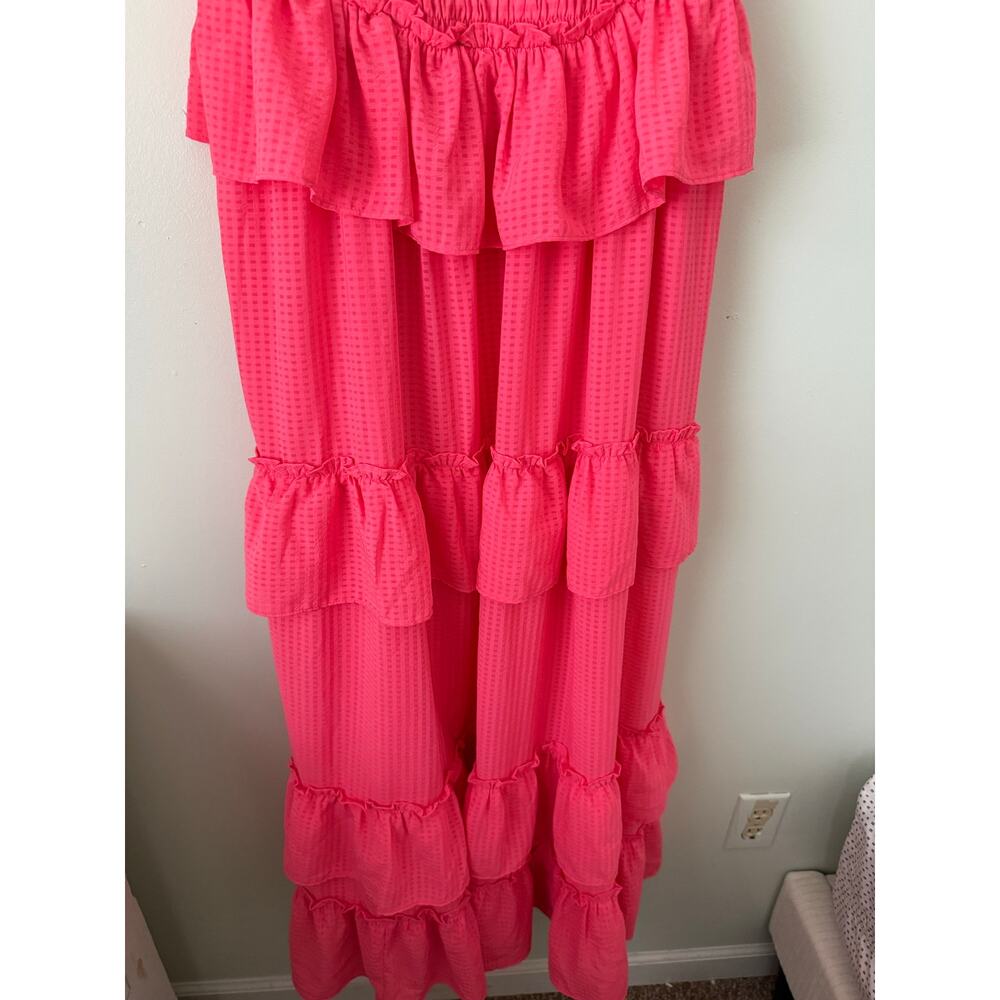 Preppy Wedding Guest Summer Tiered Smocked Gingham Endless Rose Maxi Dress Sz M - Picture 7 of 8